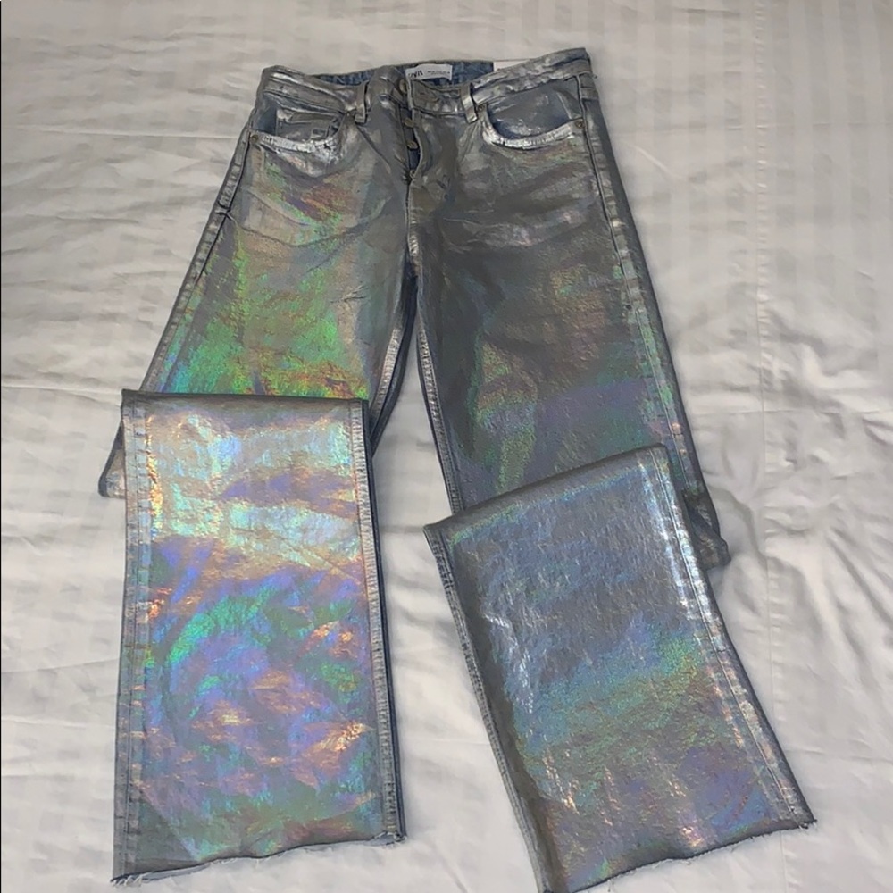 Zara silver relaxed wide leg Jean